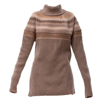 Maison Bogomil Women's Brown Turtleneck Ribbed Long Sweater