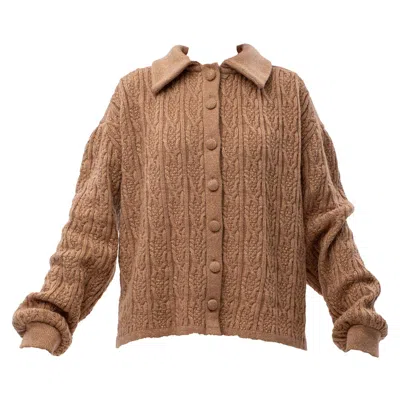 Maison Bogomil Women's Chunky Cable Knit Cardigan Gold