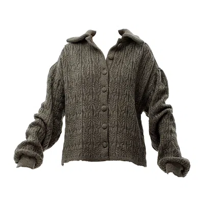 Maison Bogomil Women's Green Chunky Cable Knit Cardigan