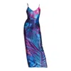 Maison Bogomil Women's Long Satin Dress With A Straight Silhouette In Blue/purple