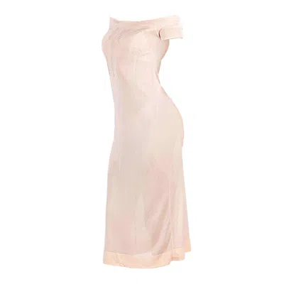 Maison Bogomil Women's Pale Pink Midi - Dress With Dropped Sleeves And Embossed Detail