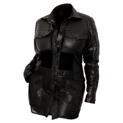 Maison Bogomil Women's Selina Leather Shirt With Transparent Elements - Black
