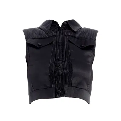 Maison Bogomil Women's Short Pleated Vest - Black