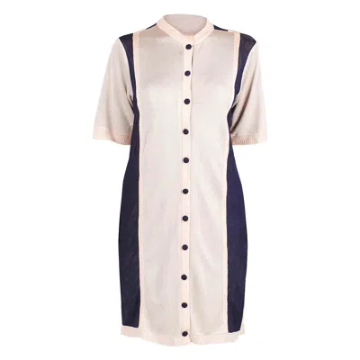 Maison Bogomil Women's Short Two Colour Dress With Buttons Separated From Each Other By Edging In Neutral
