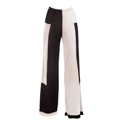 Maison Bogomil Women's Two Colour Pants Made Of Natural Viscose In Rectangular Shapes And Contrasting Colours In Black/yellow