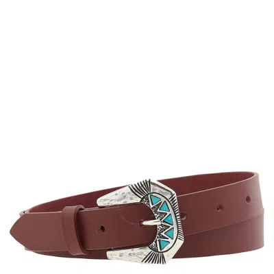 Maison Boinet Fancy Buckle Smooth Leather Belt In Red