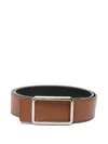 Maison Boinet Logo-debossed Rectangular-buckle Belt In Brown