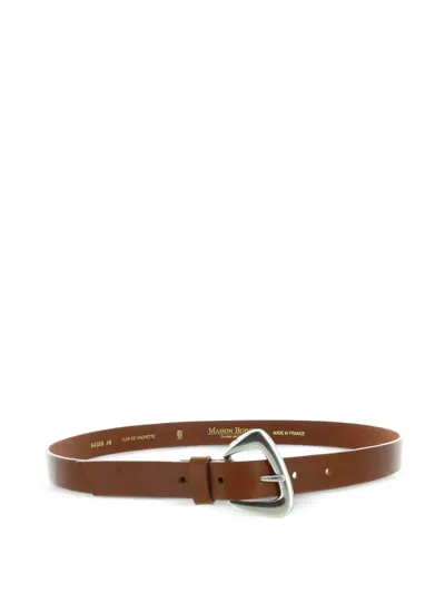 Maison Boinet Leather Triangular-buckle Belt In Brown