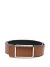 Maison Boinet Logo-debossed Rectangular-buckle Belt In Brown