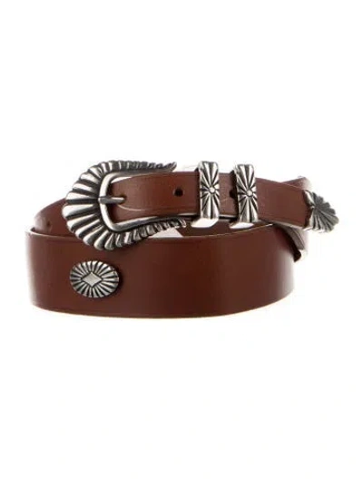 Pre-owned Maison Boinet Skinny Leather Belt In Brown