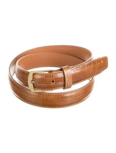 Pre-owned Maison Boinet Skinny Leather Belt In Brown