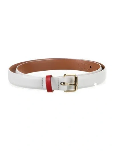Pre-owned Maison Boinet Skinny Leather Waist Belt In White
