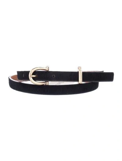 Pre-owned Maison Boinet Skinny Ponyhair Belt In Black