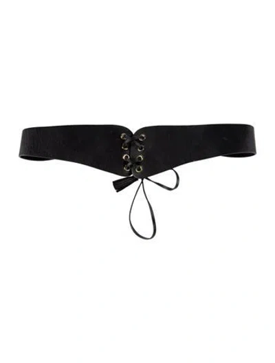 Pre-owned Maison Boinet Waist Belt Wide Waist Belt In Black
