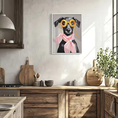 Maison Boucle 12" X 16" Modern Canvas Puppy Wall Decor Pictures In Multi