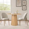 Maison Boucle 3-piece Round Wood Pedestal Dining Set With Oak Table And 2 Upholstered Chairs