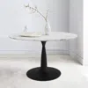 Maison Boucle 40'' Round Artificial Marble Top Pedestal Modern Dining Table- In White