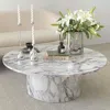 Maison Boucle 40" Round Coffee Table With Pedestal Base- In White