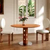 Maison Boucle 43" Mid-century Modern Round Pedestal Dining Table With Solid Wood Top In Brown
