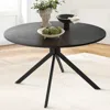 Maison Boucle 43" Modern Minimalist Round Dining Table With Pedestal Base- In Black