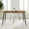 Maison Boucle 47" Rectangular Dining Table With Wood Finish And Black Metal Legs- In Brown