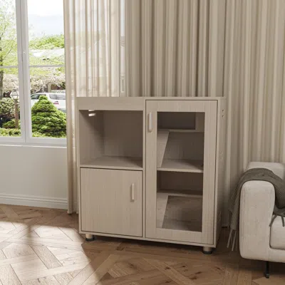 Maison Boucle 4-tier Hamster Cage With Storage,wood Small Animal Habitat With Acrylic Windows -  In Neutral