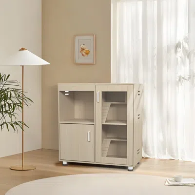 Maison Boucle 4-tier Hamster Cage With Storage,wood Small Animal Habitat With Acrylic Windows -  In Silver