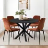 Maison Boucle 5-piece Black Pedestal Dining Table Set With 4 Upholstered Chairs For Small Spaces- In Multi