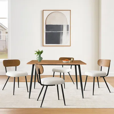 Maison Boucle 5-piece Dining Table Set For Small Spaces With Bouclé Chairs