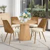 Maison Boucle 5-piece Modern Round Dining Table Set Space Saving Design- In Brown