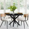 Maison Boucle 5-piece Round Dining Set With 40" Table And Bouclé Chairs With Ash Backs- In Multi