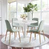 Maison Boucle 5-piece Round Dining Table Set For 4 With Upholstered Chairs And Oak Legs For Small Dining Spaces-ma In Multi