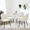 Maison Boucle 5-piece Round Dining Table Set With 4 Boucle Dining Chairs- In White
