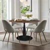 Maison Boucle 5-piece Round Dining Table Set With Upholstered Chairs And Walnut Wood Legs- In Gray