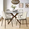 Maison Boucle 5-piece Round Glass Dining Table Set With 4 Upholstered Dining Chairs- In Multi