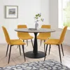 Maison Boucle 5-piece Round Top Pedestal Dining Table Set With 4 Upholstered Chairs-‎ In Multi