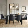 Maison Boucle 7-piece Dining Table Set With 6 Armless Upholstered Linen Fabric Dining Chairs- In Black