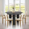 Maison Boucle 7-piece Round Pedestal Dining Table Set With 6 Boucle Chairs For Kitchen-‎ In Multi