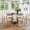 Maison Boucle 9-piece Round Dining Table Set With 8 Bouclé Upholstered Chairs For Large Kitchen Or Dining Room-mai In Multi