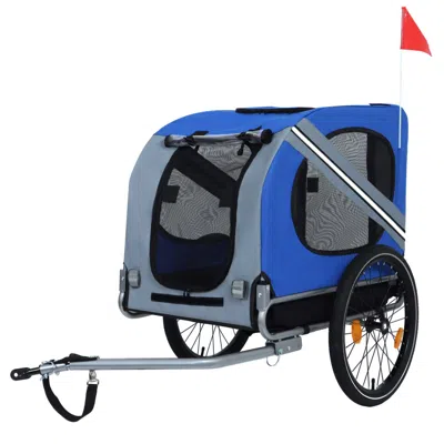 Maison Boucle All-terrain Folding Pet Bike Trailer For Dogs Steel Frame In Blue