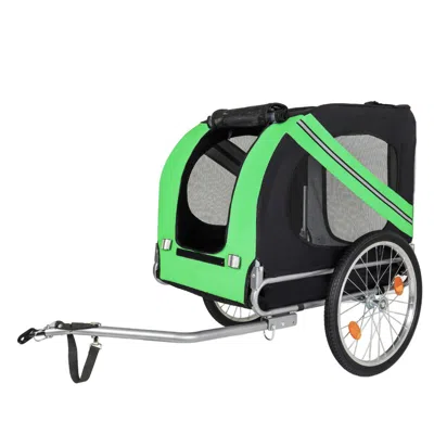 Maison Boucle All-terrain Folding Pet Bike Trailer For Dogs Steel Frame In Green