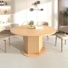 Maison Boucle Farmhouse Extendable Pedestal Dining Table For 4-6 In Brown