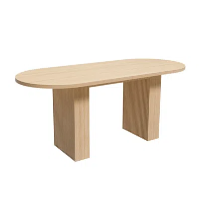 Maison Boucle Modern Oval Natural Kitchen Table With Wooden Base In Neutral