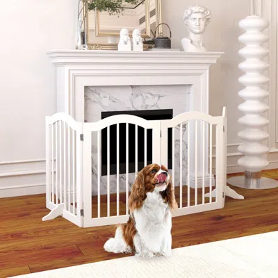 Maison Boucle Freestanding Folding Dog Gate With 4 Panels For Stairs -  In Neutral