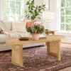 Maison Boucle Mid Century 48" Oval Coffee Table With Rattan Pedestal Legs For Living Room -  In Brown