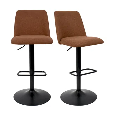 Maison Boucle Modern Adjustable Swivel Bar Stools With Backs In Brown