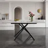 Maison Boucle Modern Extendable Dining Table With Sintered Stone Top In Black