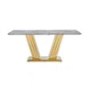 Maison Boucle Modern Faux Marble Rectangular Dining Table In Gold