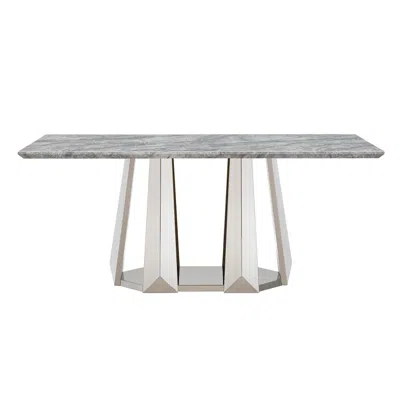 Maison Boucle Modern Large Rectangular High Gloss Dining Table In Gray