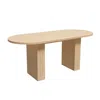 Maison Boucle Modern Oval Natural Kitchen Table With Wooden Base In Neutral